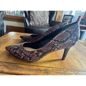 Alfani Step Flex Snake Print Heels 10M Brown Pointed Toe Pumps